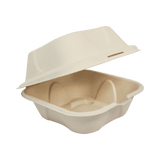 World Centric 6x6x3" Fiber Burger Box, Laminated (QTY:500)