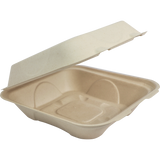 World Centric Fiber Clamshell Takeout Container, Bamboo Plant Fiber, 9 x 9 x 3 in (QTY 300), SKU TO-SC-U9-LFP