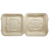 World Centric Fiber Clamshell Takeout Container, Bamboo Plant Fiber, 9 x 9 x 3 in (QTY 300), SKU TO-SC-U9-LFP