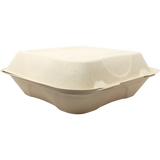World Centric Fiber Clamshell Takeout Container, Bamboo Plant Fiber, 9 x 9 x 3 in (QTY 300), SKU TO-SC-U9-LFP