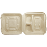 World Centric 9x9x3" Fiber Clamshell, 3-Compt PLA Lined (QTY:300)