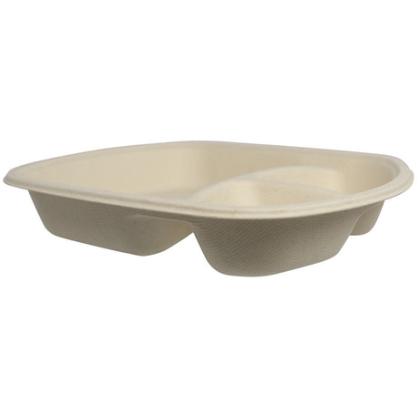 World Centric 98T Fiber 3-Compartment Nacho Tray (QTY 600), SKU TR-FB-98T-LFP