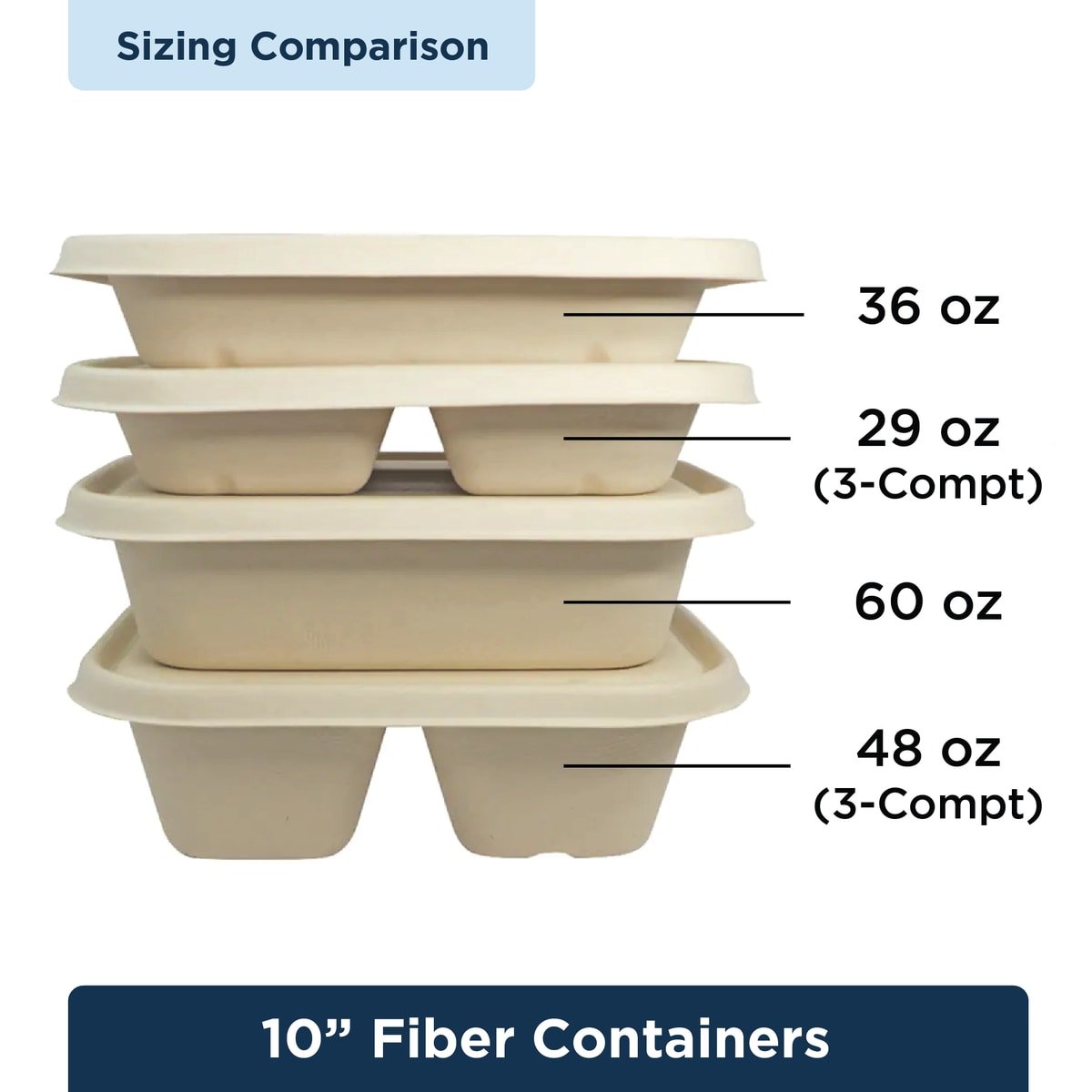 World Centric 48 oz Fiber Container, 3-Compt (QTY:300)