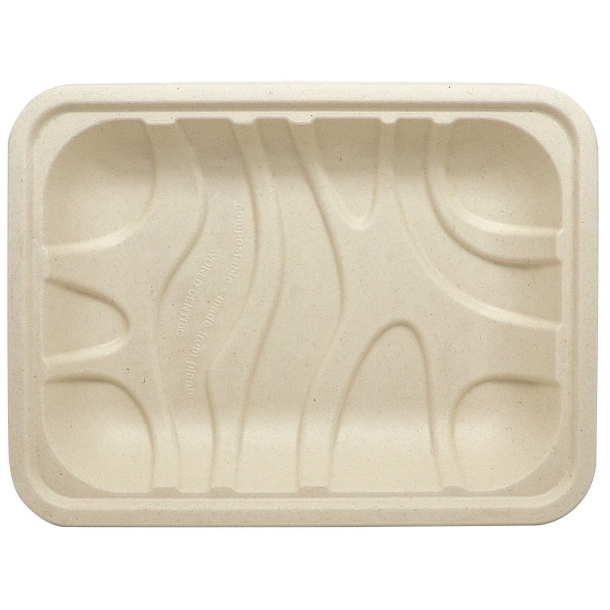 World Centric 3P Meat & Produce Tray, Unbleached Plant Fiber (QTY 450), SKU TR-SC-3P-LFS