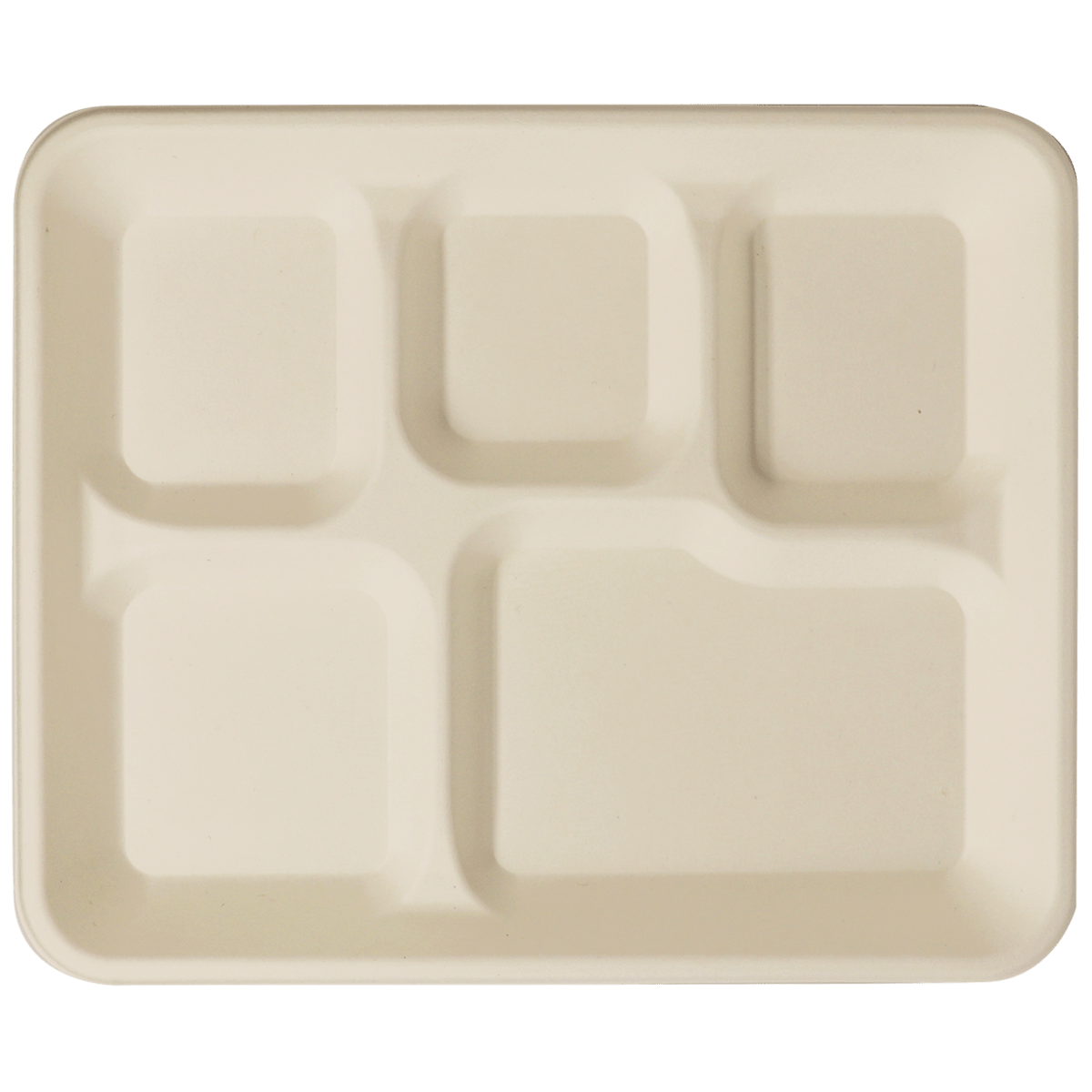 World Centric 18 oz Fiber Tray 5-Compartment Compostable Cafeteria Tray (QTY 400), SKU TR-SC-5C-LFS