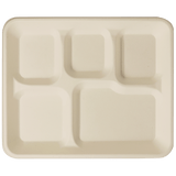 World Centric 18 oz Fiber Tray 5-Compartment Compostable Cafeteria Tray (QTY 400), SKU TR-SC-5C-LFS