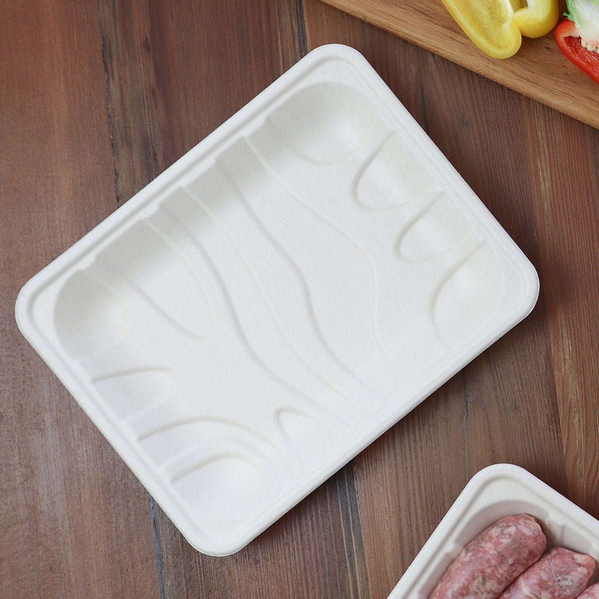 World Centric Fiber Meat & Produce Tray 10.5 x 8.2 x 1.25 Compostable Plant Fiber Food Tray (QTY 480), SKU TR-SC-8P-LFS