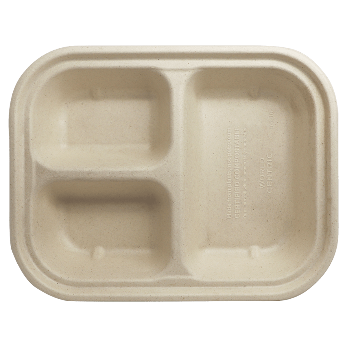 World Centric 29 oz Fiber Container PLA Lined, 3-Compt (QTY:400)