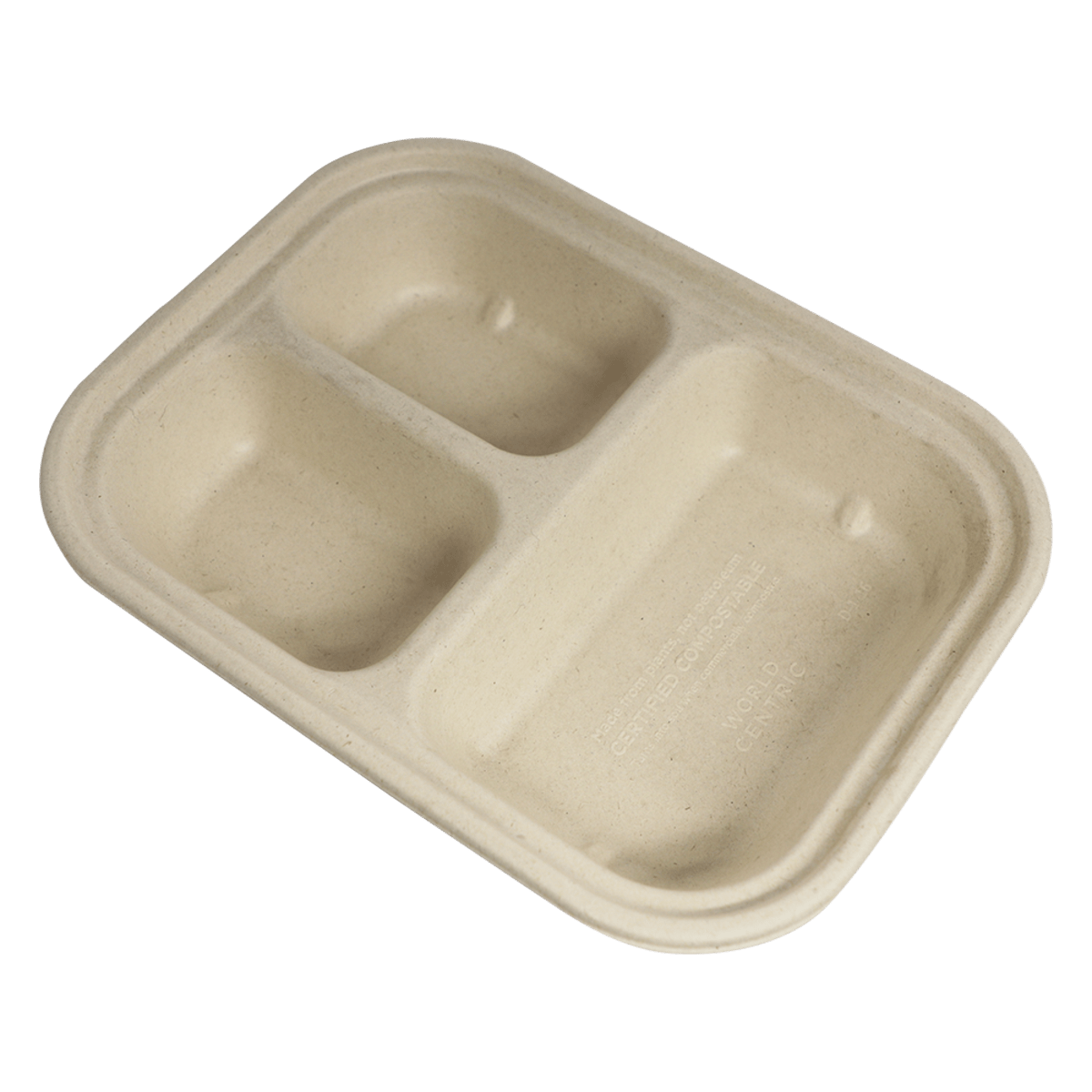 World Centric 29 oz Fiber Container PLA Lined, 3-Compt (QTY:400)
