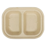 World Centric 14 oz Compostable Fiber Container, 2-Compartment, 8 x 6 x 1.5 in (QTY 400), SKU TR-SC-U8D-LFS