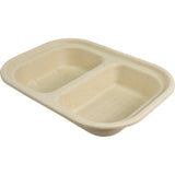 World Centric 14 oz Compostable Fiber Container, 2-Compartment, 8 x 6 x 1.5 in (QTY 400), SKU TR-SC-U8D-LFS