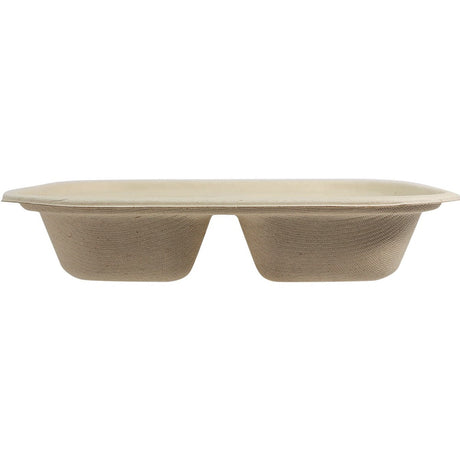 World Centric 14 oz Compostable Fiber Container, 2-Compartment, 8 x 6 x 1.5 in (QTY 400), SKU TR-SC-U8D-LFS