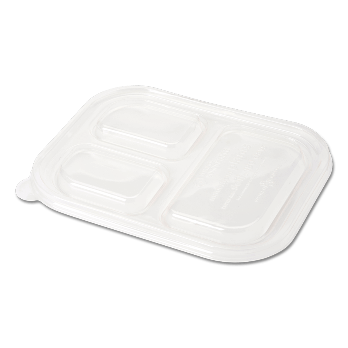 World Centric LID PLA - Fits TR-SC-U10T, TR-SC-U10TL, TR-SC-10T3 Fiber Containers, Clear, 3-Compt (QTY:400)