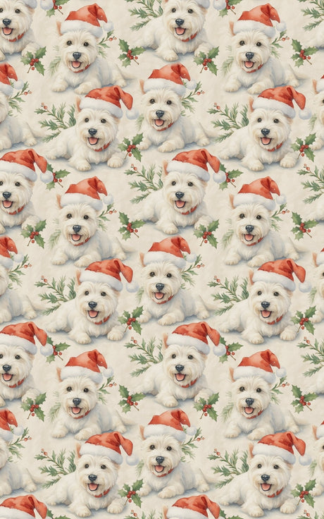 Santa Hat & Holly Hugs - West Highland White Terrier Wrapping Paper