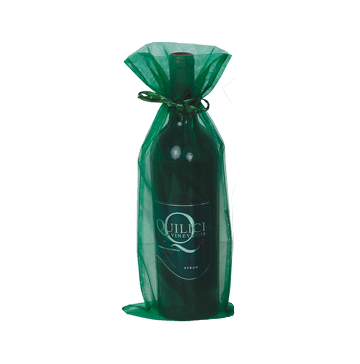 Hunter Green - Flat Organza Wine Bag -  6-1/2 x 15"