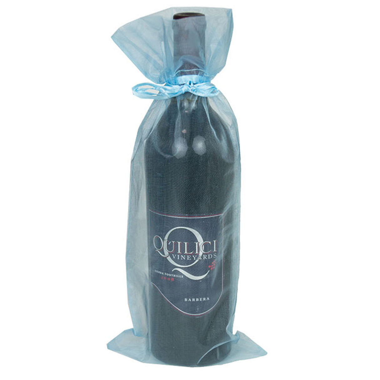 Light Blue - Flat Organza Wine Bag -  6-1/2 x 15"