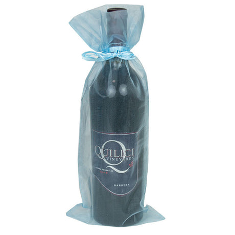 Light Blue - Flat Organza Wine Bag -  6-1/2 x 15"
