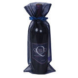 Navy - Flat Organza Wine Bag -  6-1/2 x 15"