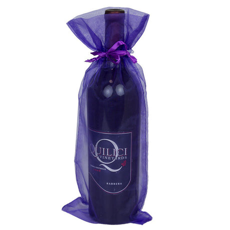 Purple - Flat Organza Wine Bag -  6-1/2 x 15"