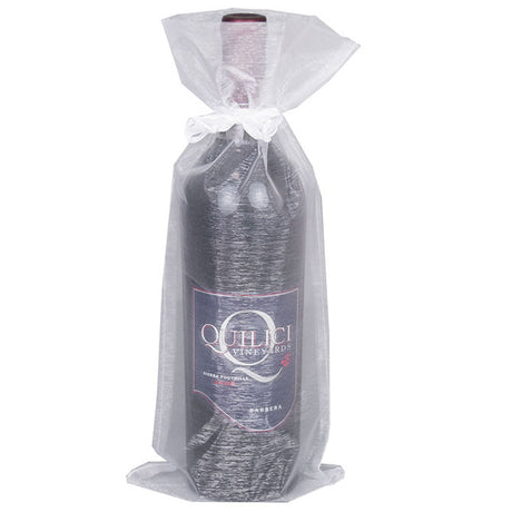 White - Flat Organza Wine Bag -  6-1/2 x 15"