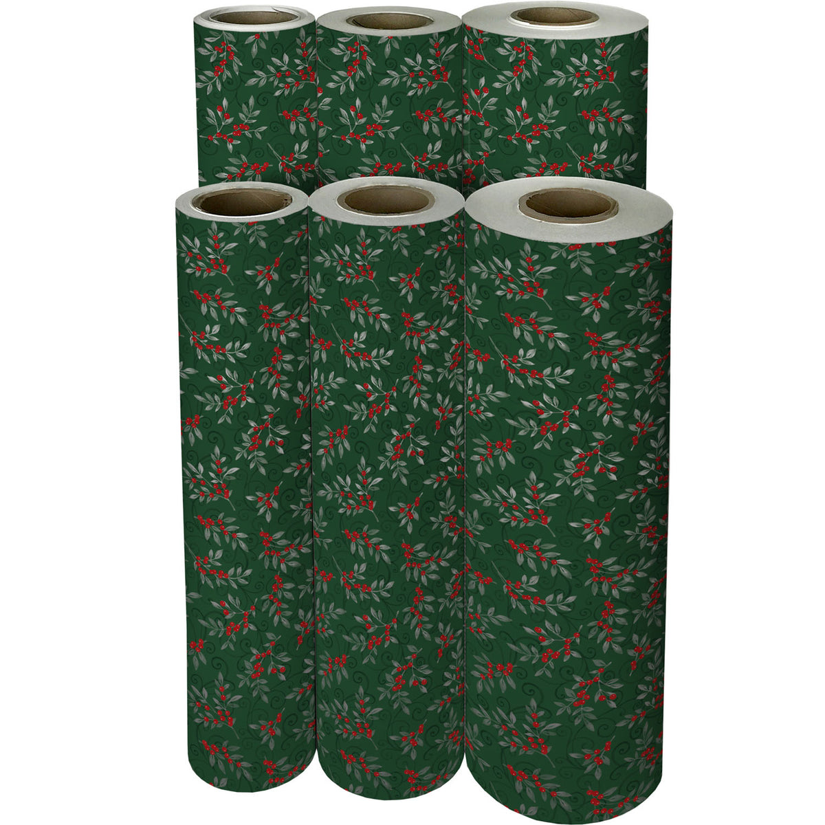 Holiday Floral Green Gift Wrap - XB641.1f.jpg