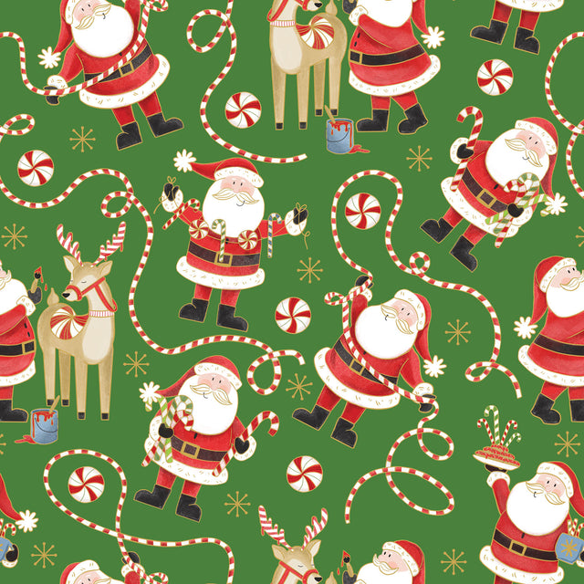 Jolly Santa Green Gift Wrap - XB851.1a.jpg