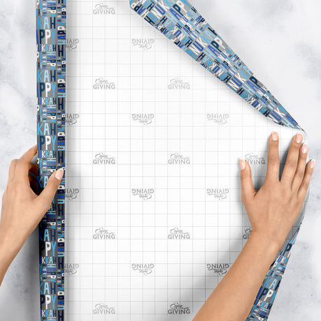 Hanukkah Greetings Silver Gift Wrap - XB855.1e.jpg