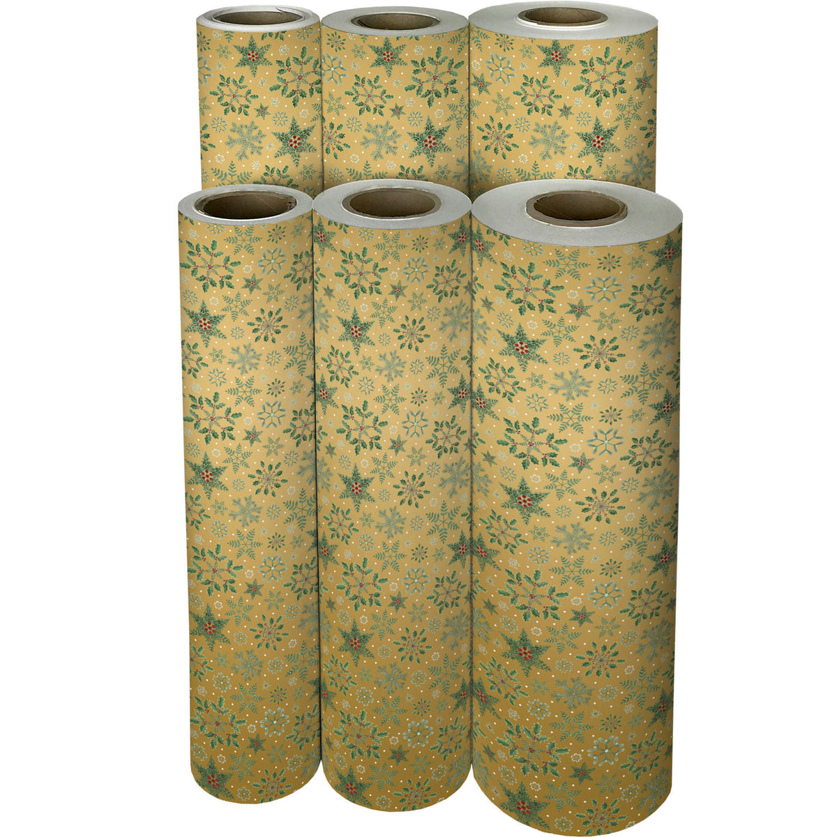 Forest Snowflakes Gold Gift Wrap - XB876.1f.jpg