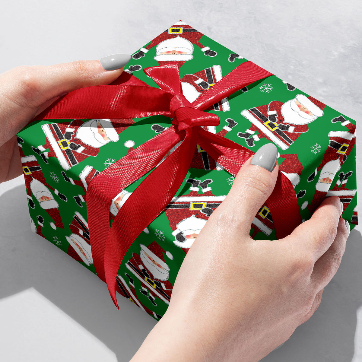Sparkling Santa Green Gift Wrap - XB882.1b.jpg