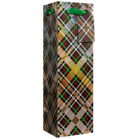 Gold Holographic Plaid - Wine Bag — primary image