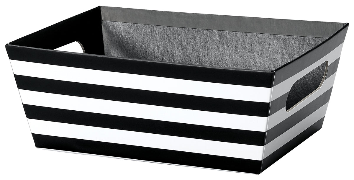 Black & White Stripes - Basket Tray - 9 x 7 x 3-1/2"