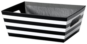 Black & White Stripes - Basket Tray - 9 x 7 x 3-1/2"