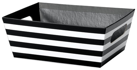 Black & White Stripes - Basket Tray - 9 x 7 x 3-1/2"