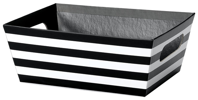 Black & White Stripes - Basket Tray - 9 x 7 x 3-1/2"