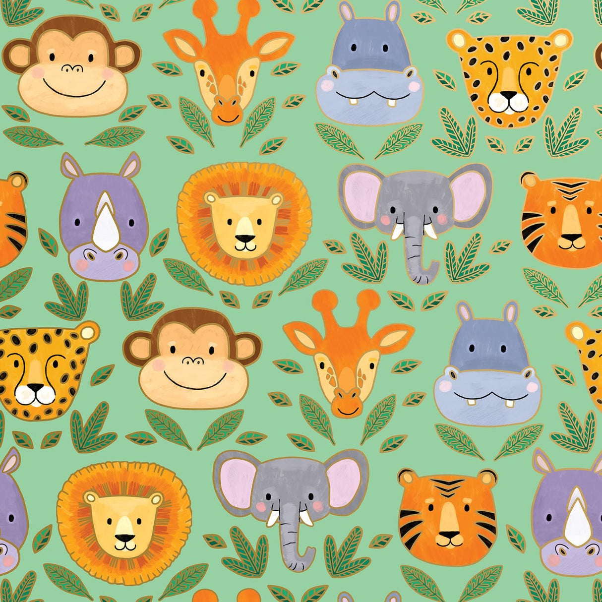 Jungle Animals - Gift Wrap - Roll (30" x 5 ft.)