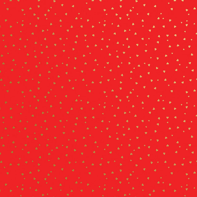 Gold Red Hearts - Gift Wrap - Roll (30" x 5 ft.)