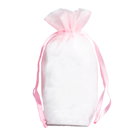 Pink - Cardboard Bottom Organza Bag - 5 x 2-1/2 x 8""