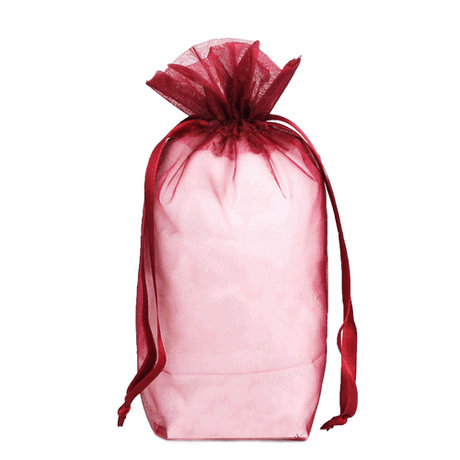 Burgundy - Cardboard Bottom Organza Bag - 5 x 2-1/2 x 8""