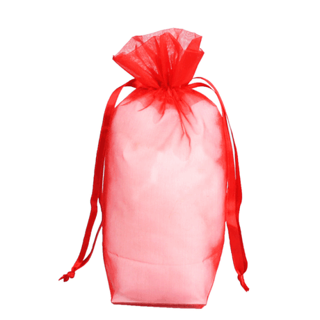 Red - Cardboard Bottom Organza Bag - 5 x 2-1/2 x 8""