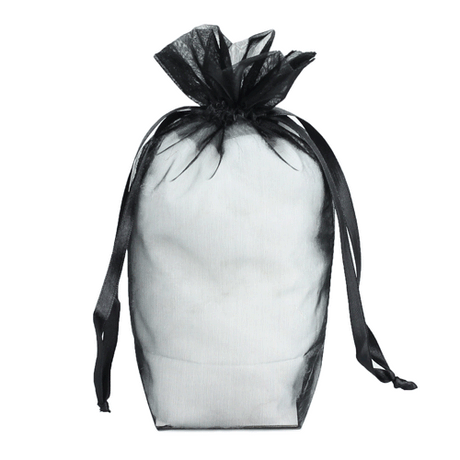 Black - Cardboard Bottom Organza Bag - 5 x 2-1/2 x 8""