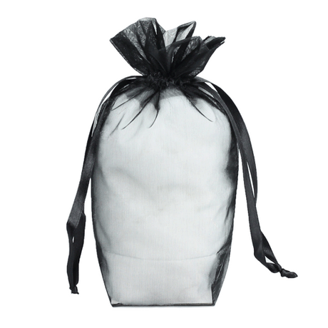 Black - Cardboard Bottom Organza Bag - 5 x 2-1/2 x 8""