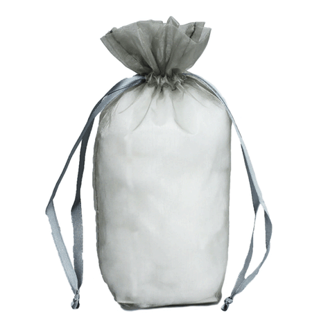 Silver - Cardboard Bottom Organza Bag - 5 x 2-1/2 x 8""