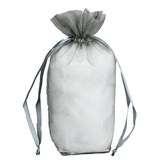 Silver - Cardboard Bottom Organza Bag - 5 x 2-1/2 x 8""