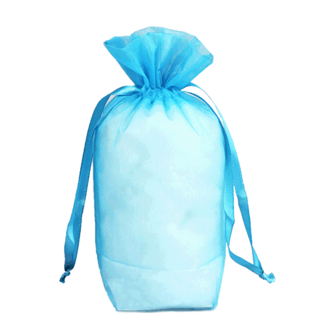 Turquoise - Cardboard Bottom Organza Bag - 5 x 2-1/2 x 8""