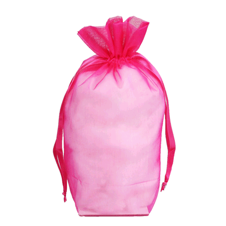 Hot Pink - Cardboard Bottom Organza Bag - 6 x 3 x 9-1/2"