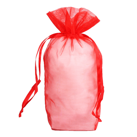 Red - Cardboard Bottom Organza Bag - 6 x 3 x 9-1/2"