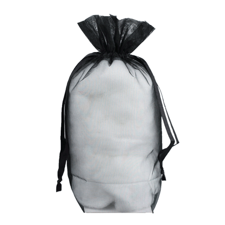 Black - Cardboard Bottom Organza Bag - 6 x 3 x 9-1/2"