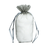 Silver - Cardboard Bottom Organza Bag - 6 x 3 x 9-1/2"