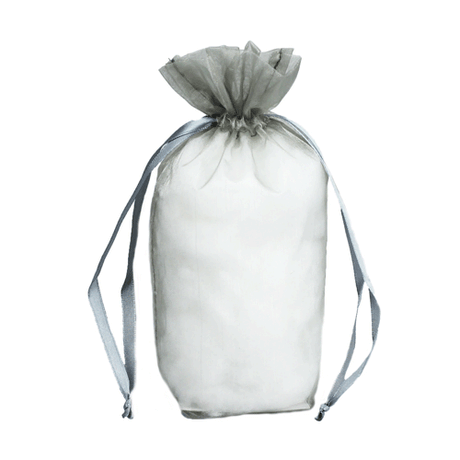 Silver - Cardboard Bottom Organza Bag - 6 x 3 x 9-1/2"