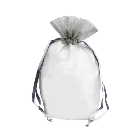 Silver - Cardboard Bottom Organza Bag - 8 x 4 x 10"